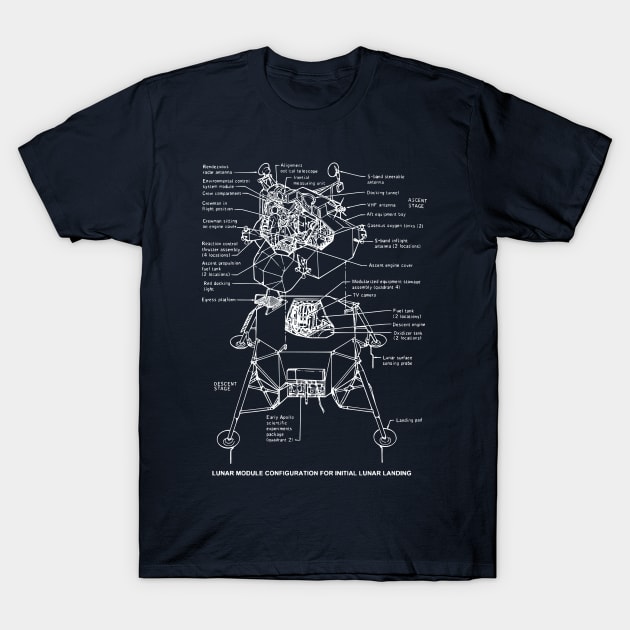 Apollo Moon Landing Lunar Module Blueprint T-Shirt by jutulen